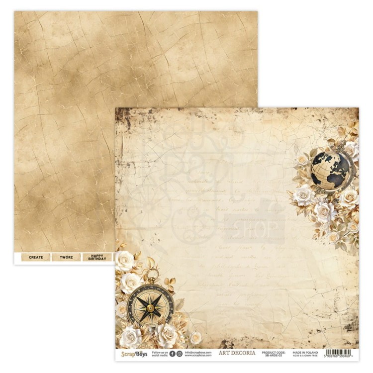 Papier do scrapbookingu 30x30 Art Decoria SB-ARDE-02 ScrapBoys