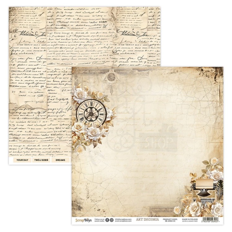Papier do scrapbookingu 30x30 Art Decoria SB-ARDE-01 ScrapBoys
