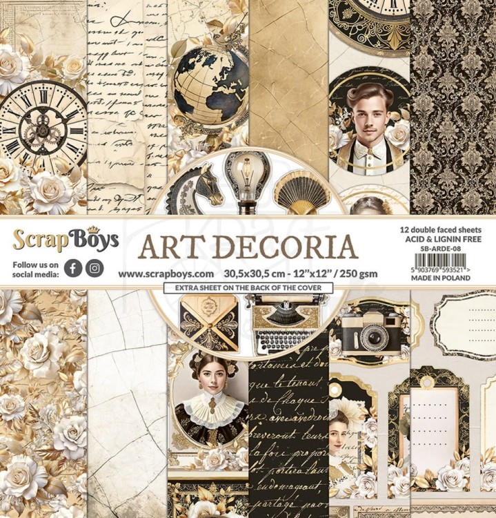 Zestaw papierów do scrapbookingu 30x30 Art Decoria SB-ARDE-08 ScrapBoys