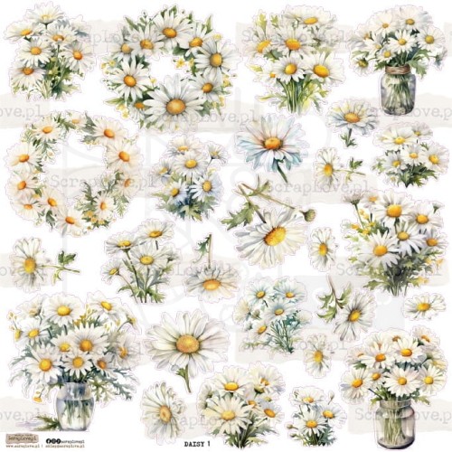 Naklejki do scrapbookingu i art journalingu Daisy 1 Stokrotki 1 ScrapLove