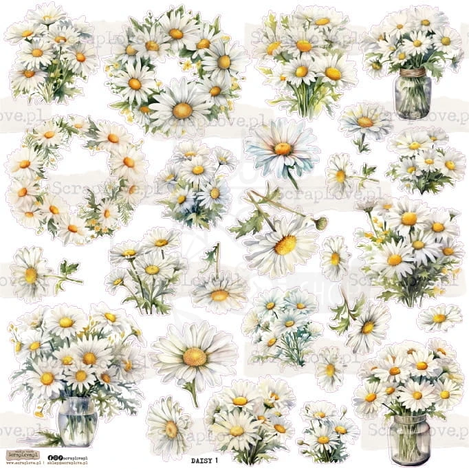 Naklejki do scrapbookingu i art journalingu Daisy 1 Stokrotki 1 ScrapLove
