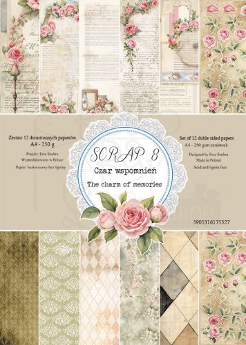 Zestaw papierów do scrapbookingu A4 Czar wspomnień SCRAP 8