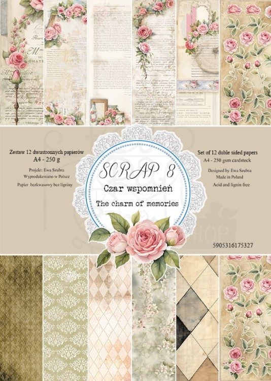 Zestaw papierów do scrapbookingu A4 Czar wspomnień SCRAP 8