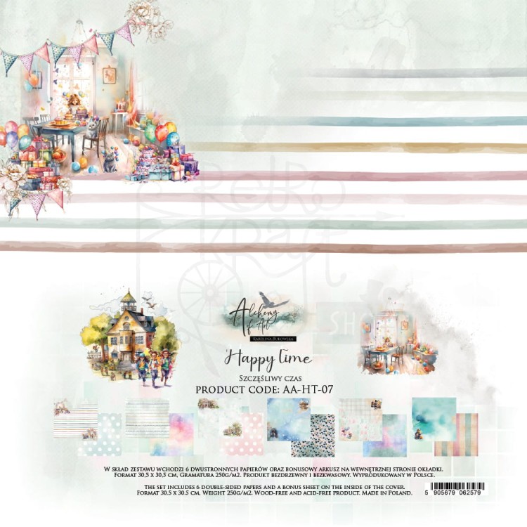 Zestaw papierów do scrapbookingu 30x30 Happy Time AA-HT-07 Alchemy of Art