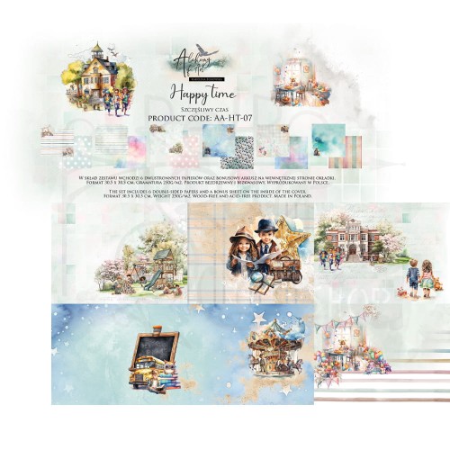 Zestaw papierów do scrapbookingu 30x30 Happy Time AA-HT-07 Alchemy of Art