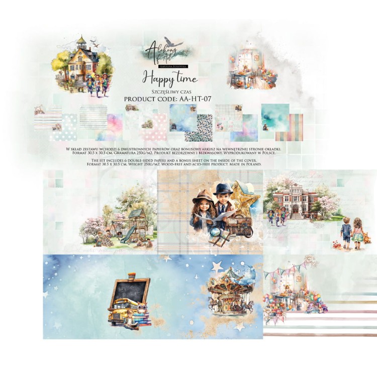Zestaw papierów do scrapbookingu 30x30 Happy Time AA-HT-07 Alchemy of Art