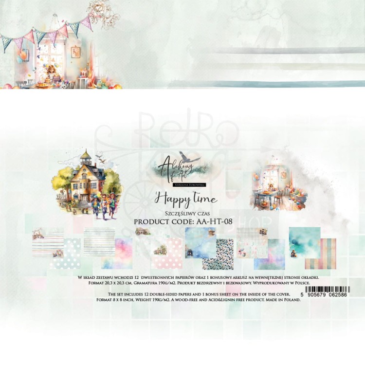 Zestaw papierów do scrapbookingu 20x20 Happy Time AA-HT-08 Alchemy of Art