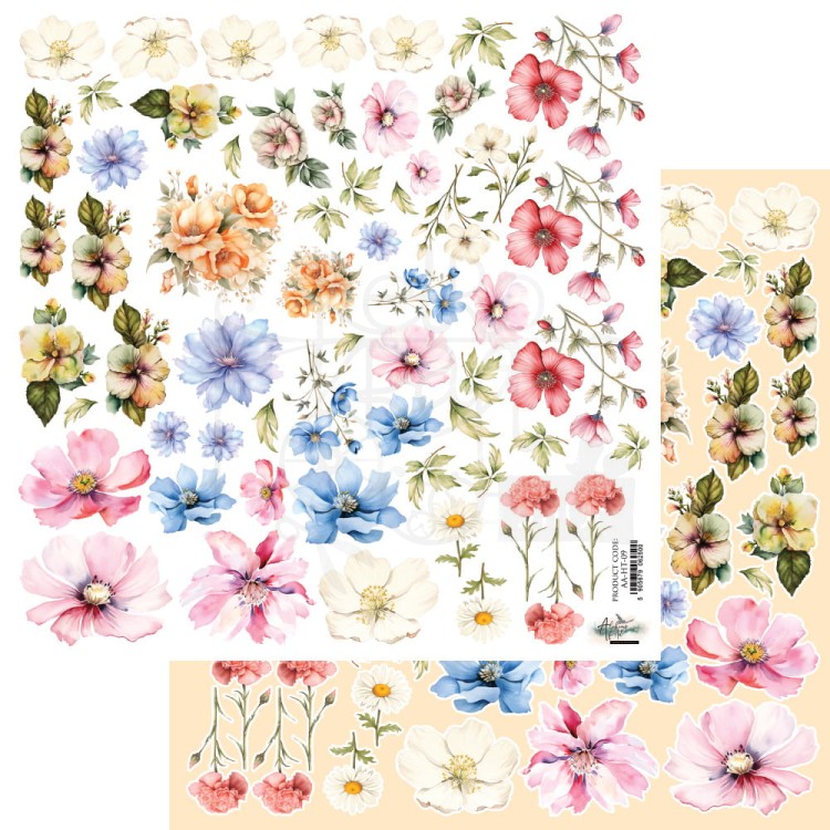 Papier do scrapbookingu 30x30 elementy do wycinania Happy Time Kwiatki AA-HT-09 Alchemy of Art