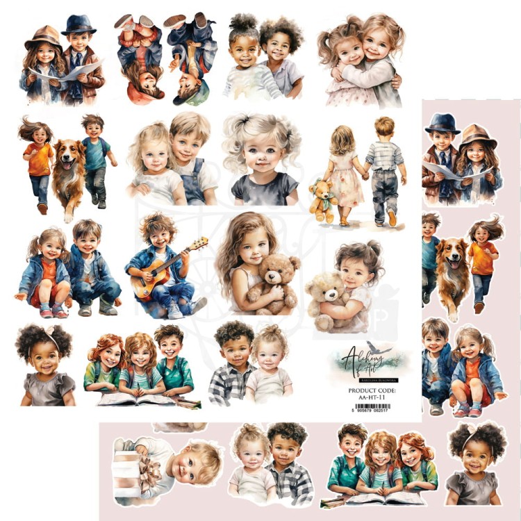 Papier do scrapbookingu 30x30 elementy do wycinania Happy Time Dzieci AA-HT-11 Alchemy of Art