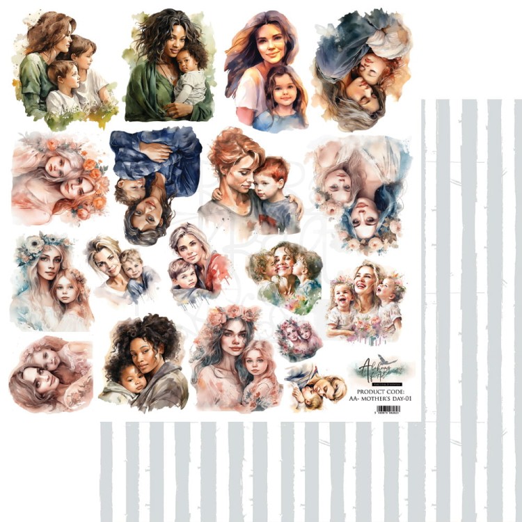 Papier do scrapbookingu 30x30 elementy do wycinania Happy Time Dzień Mamy AA-MOTHERSDAY-01 Alchemy of Art