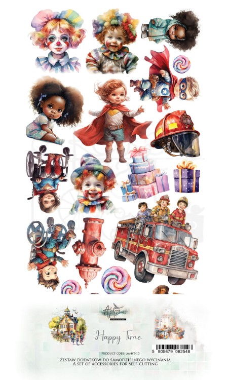 Zestaw papierów do scrapbookingu 15x30 elementy do wycinania Happy Time AA-HT-10 Alchemy of Art