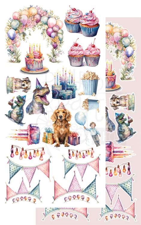 Zestaw papierów do scrapbookingu 15x30 elementy do wycinania Happy Time AA-HT-10 Alchemy of Art