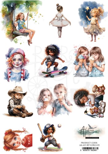 Papier ryżowy A4 Happy Time Girls 01 AA-HT-GIRLS-RP-01 Alchemy of Art