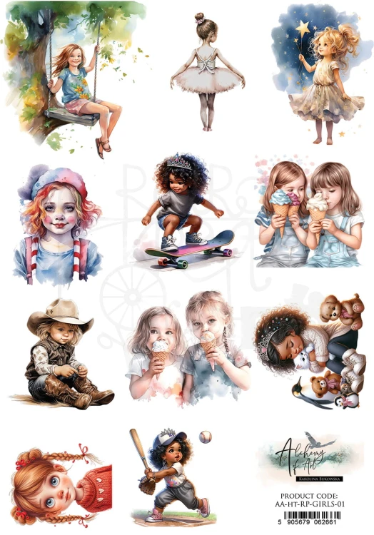 Papier ryżowy A4 Happy Time Girls 01 AA-HT-GIRLS-RP-01 Alchemy of Art