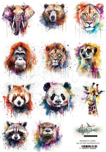Papier ryżowy A4 Happy Time Zwierzęta AA-HT-RP-ANIMALS-01 Alchemy of Art