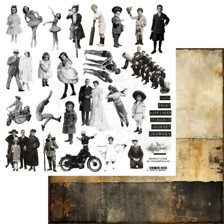 Papier do scrapbookingu 30x30 elementy do wycinania Dolls Postacie AA-COLLAGEDOLLS-01 Alchemy of Art