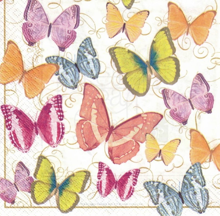 Serwetka 33x33 - Kolorowe motylki
