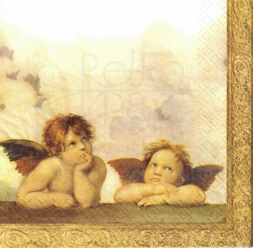 Serwetka 33x33 - Aniołki Anioły Rafael Santi