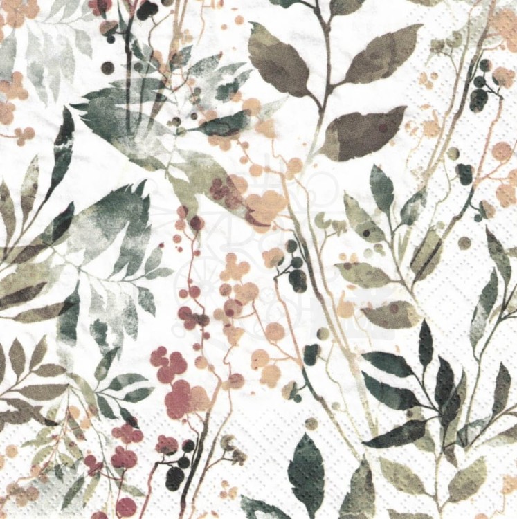 Serwetka 33x33 - Boho listki i zioła vintage