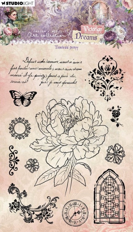 Zestaw stempli Timeless peony Victorian Dreams Peonie JMA-VD-STAMP610 StudioLight