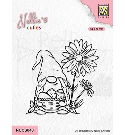 Stempel silikonowy Wielkanocny skrzat z kwiatami NCCS048 Nellie's Choice