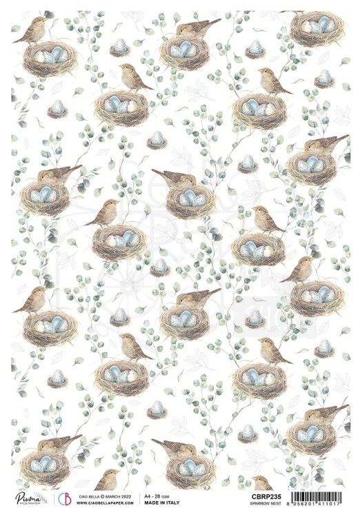 Papier ryżowy A4 Sparrow Nest CBRP235 Ciao Bella