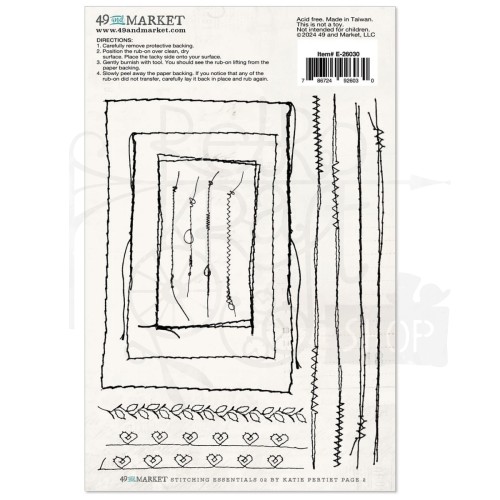 Rub-On Transfer 15x20 Stitching Essentials 02 2 arkusze E26030 49 and Market