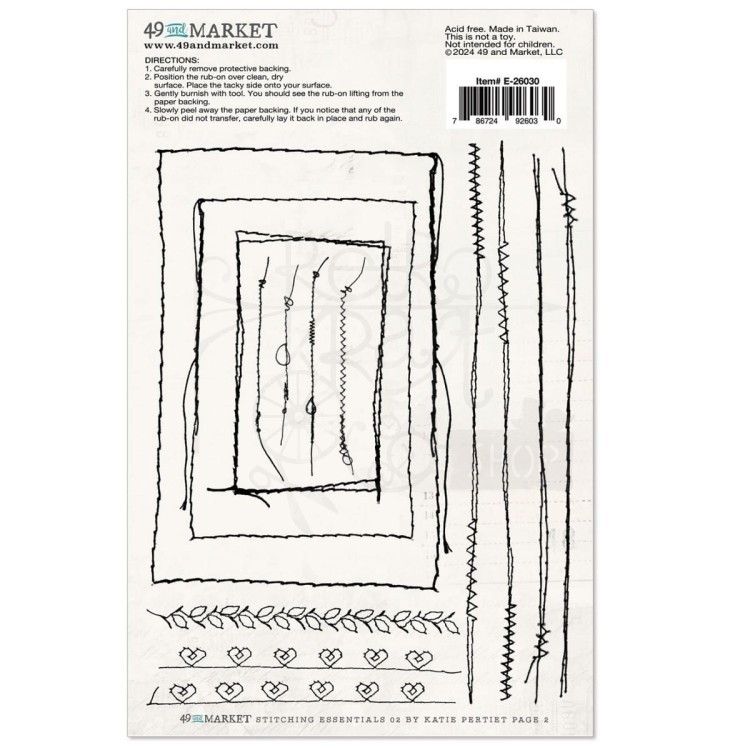 Rub-On Transfer 15x20 Stitching Essentials 02 2 arkusze E26030 49 and Market