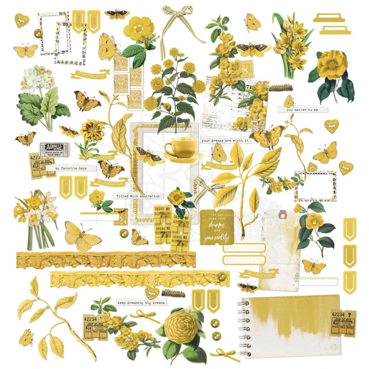 Ozdoby papierowe die-cuts Color Swatch Ochre Elements 99szt OCS26894 49 and Market