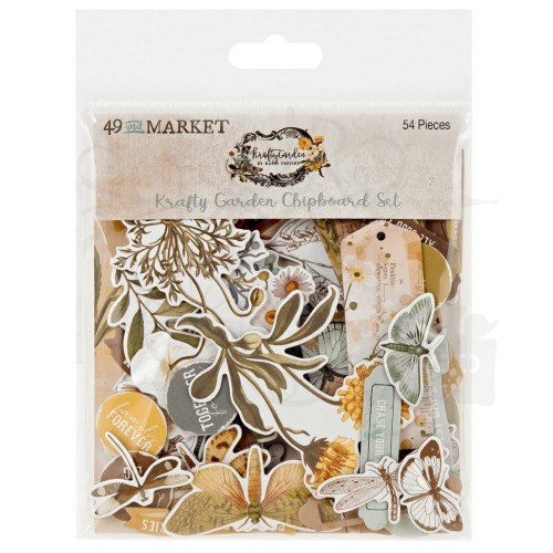 Ozdoby papierowe die-cuts Krafty Garden Chipboard Set 54szt KG26689 49 and Market