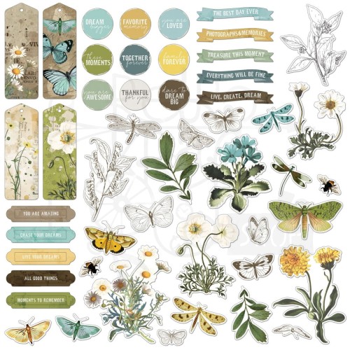 Ozdoby papierowe die-cuts Krafty Garden Chipboard Set 54szt KG26689 49 and Market