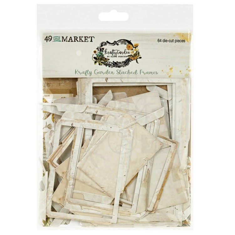 Ozdoby tekturowe ramki tagi Krafty Garden Stacked Frames 64szt KG26672 49 and Market