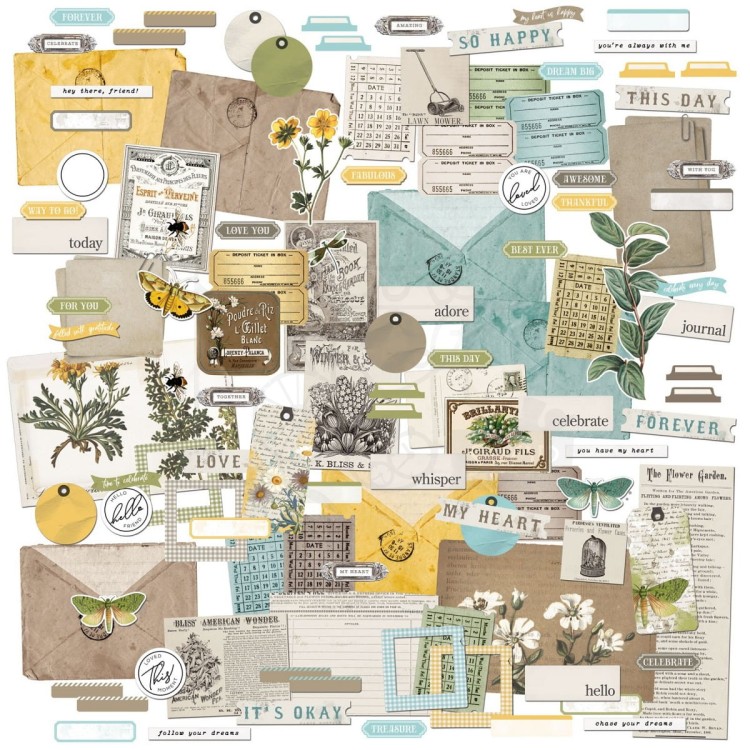 Ozdoby papierowe Krafty Garden Ephemera Bits 114szt KG26658 49 and Market
