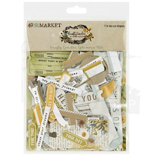 Ozdoby papierowe Krafty Garden Ephemera Bits 114szt KG26658 49 and Market