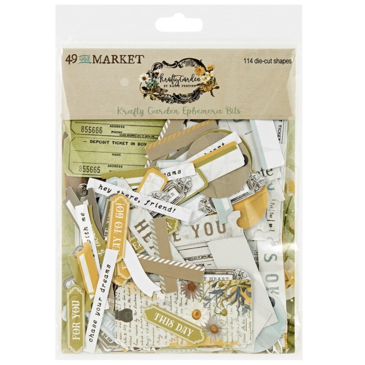 Ozdoby papierowe Krafty Garden Ephemera Bits 114szt KG26658 49 and Market