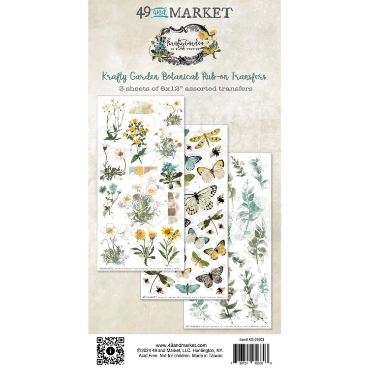 Rub-On Transfer 15x30 Krafty Garden Botanicals KG26603 49 and Market