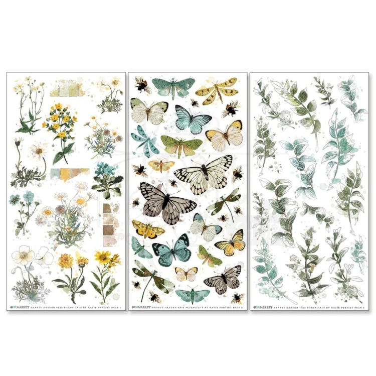 Rub-On Transfer 15x30 Krafty Garden Botanicals KG26603 49 and Market