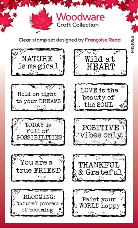 Stempel silikonowy Distressed Labels FRS1026 Woodware Craft Collection
