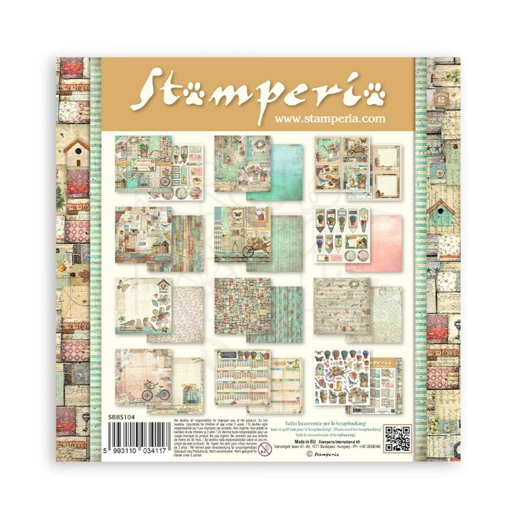 Zestaw papierów do scrapbookingu 20x20 Garden SBBS104 Stamperia