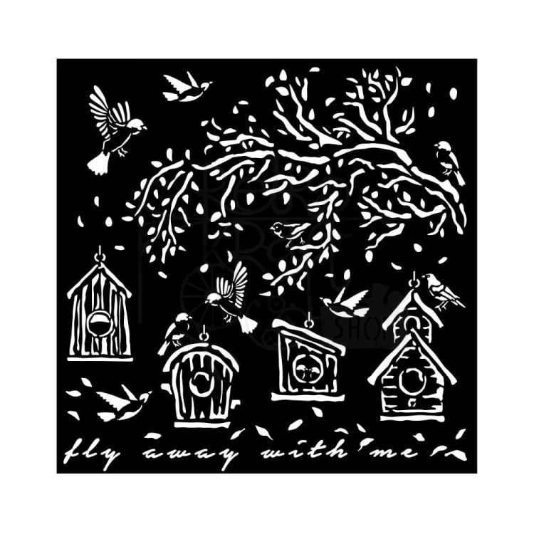 Szablon maska 18x18 Garden budki dla ptaków KSTDQ102 Stamperia
