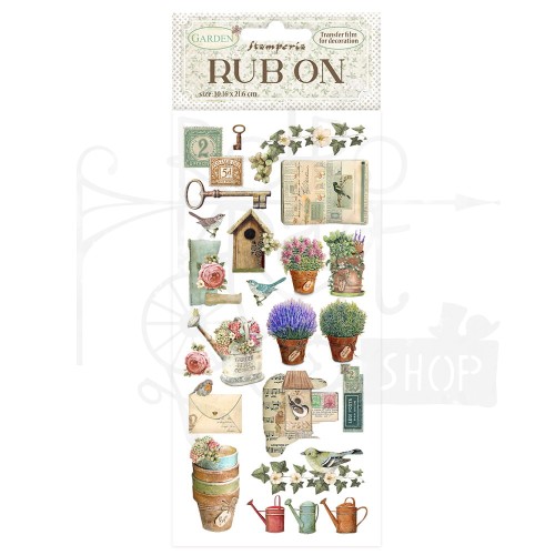 Rub-on transfer 10x21.6cm Garden Domek dla ptaków DFLRB87 Stamperia