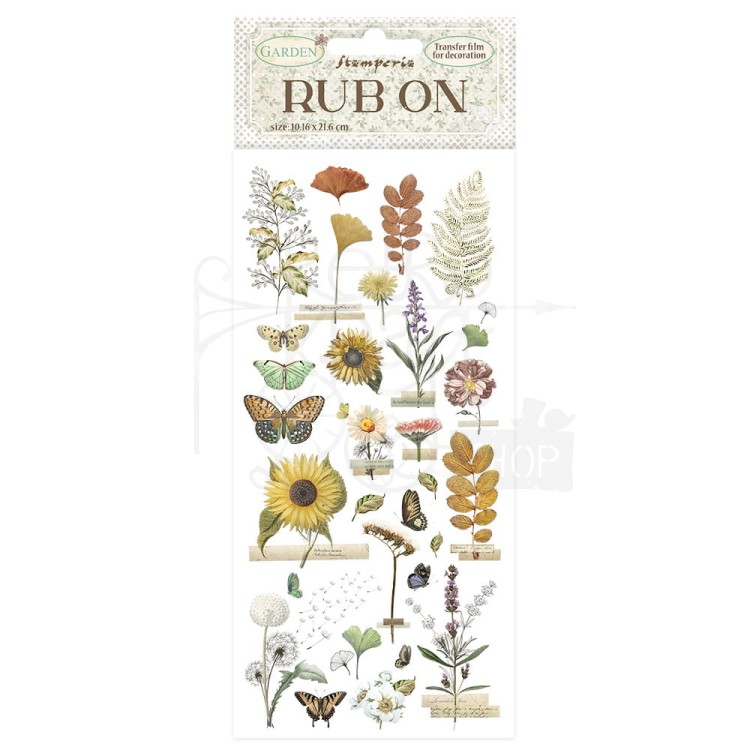 Rub-on transfer 10x21.6cm Garden Słonecznik DFLRB86 Stamperia