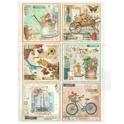 Papier ryżowy A4 Garden 6 kart DFSA4870 Stamperia