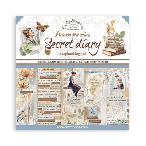 Zestaw papierów do scrapbookingu 20x20 Create Happiness Secret Diary SBBS103 Stamperia