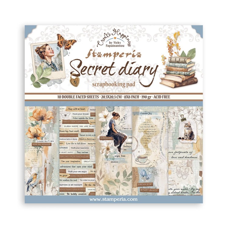 Zestaw papierów do scrapbookingu 20x20 Create Happiness Secret Diary SBBS103 Stamperia