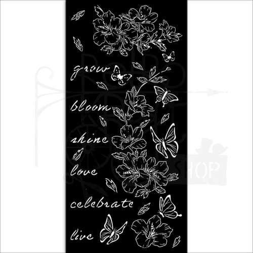 Szablon maska 12x25 Create Happiness Secret Diary kwiaty i motyle KSTDL94 Stamperia