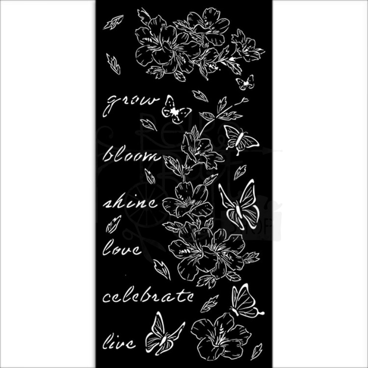 Szablon maska 12x25 Create Happiness Secret Diary kwiaty i motyle KSTDL94 Stamperia