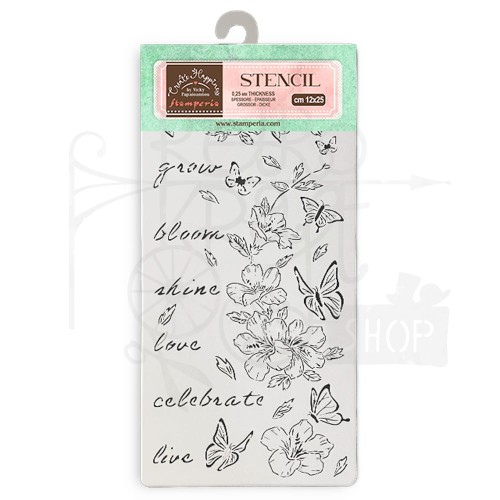 Szablon maska 12x25 Create Happiness Secret Diary kwiaty i motyle KSTDL94 Stamperia