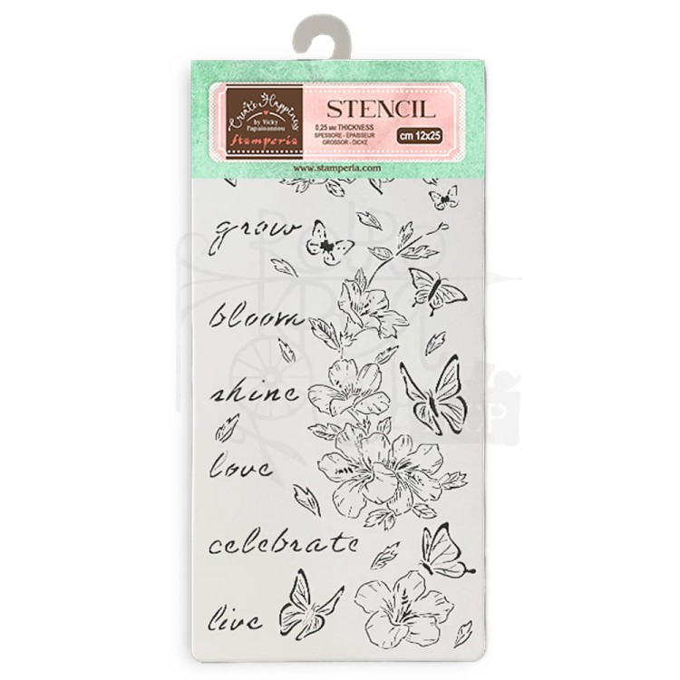 Szablon maska 12x25 Create Happiness Secret Diary kwiaty i motyle KSTDL94 Stamperia