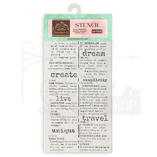 Szablon maska 12x25 Create Happiness Secret Diary słownik KSTDL91 Stamperia